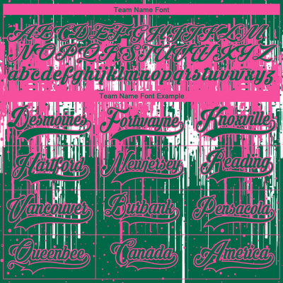 Custom Kelly Green Pink-White Dripping Splatter Pattern Hockey Lace Neck Jersey