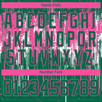 Custom Kelly Green Pink-White Dripping Splatter Pattern Hockey Lace Neck Jersey