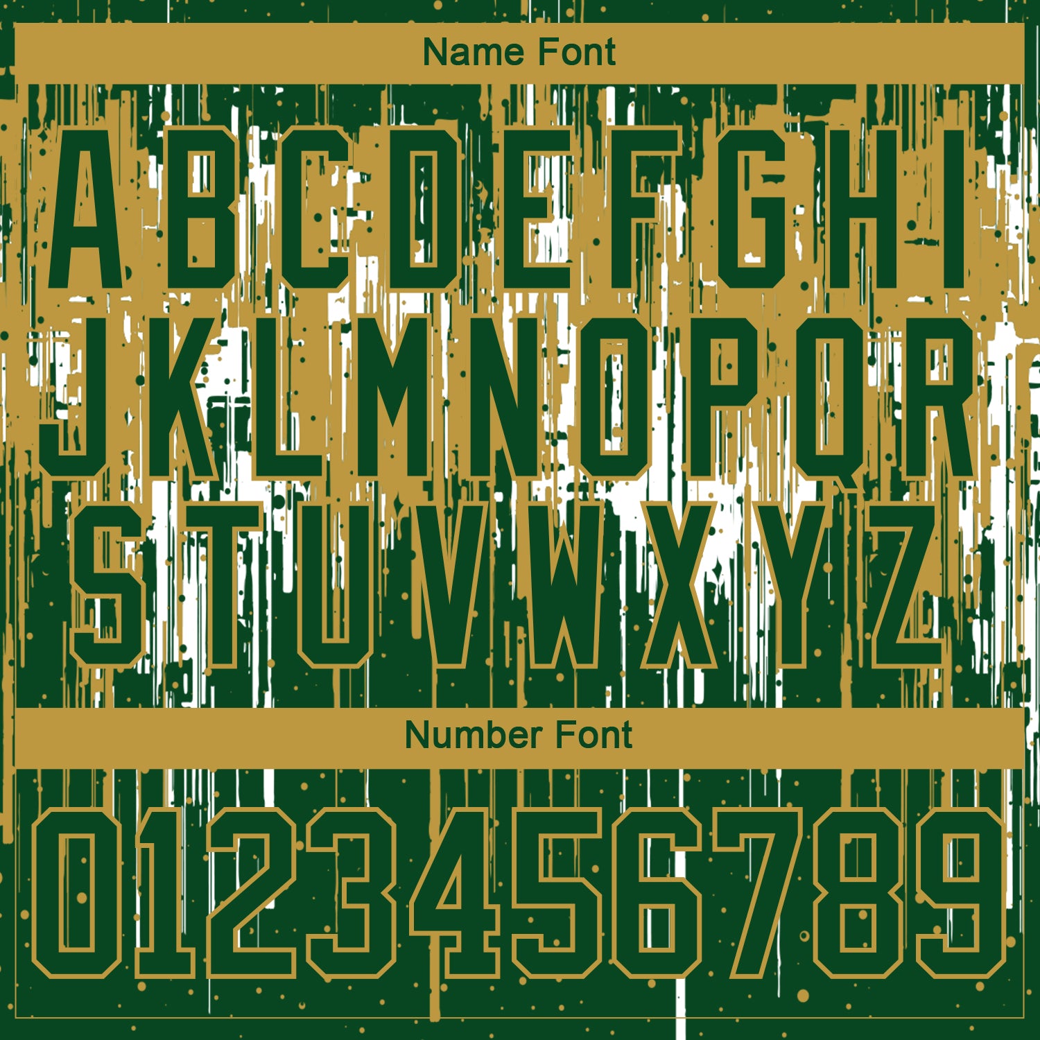 Custom Green Old Gold-White Dripping Splatter Pattern Hockey Lace Neck Jersey