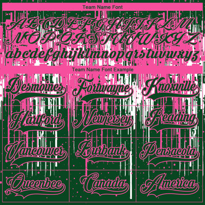 Custom Green Pink-White Dripping Splatter Pattern Hockey Lace Neck Jersey