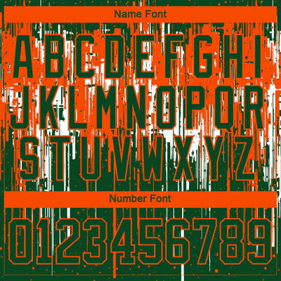 Custom Green Orange-White Dripping Splatter Pattern Hockey Lace Neck Jersey