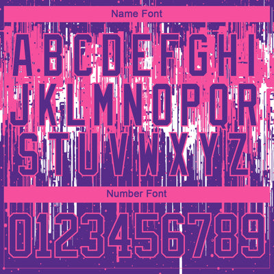 Custom Purple Pink-White Dripping Splatter Pattern Hockey Lace Neck Jersey