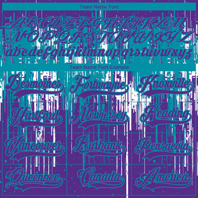 Custom Purple Teal-White Dripping Splatter Pattern Hockey Lace Neck Jersey