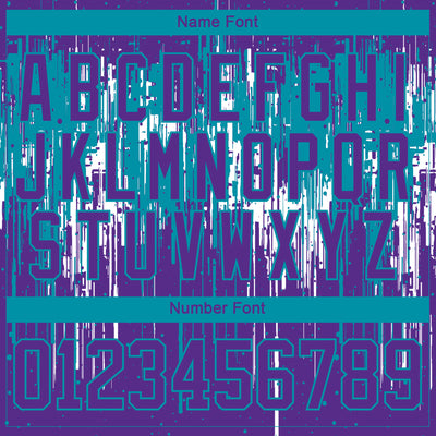 Custom Purple Teal-White Dripping Splatter Pattern Hockey Lace Neck Jersey