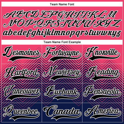 Custom Neon Pink Black Blue-White Abstract Gradient Halftone Pattern Hockey Lace Neck Jersey