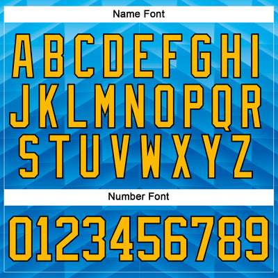 Custom Blue Gold-Black Abstract Gradient Halftone Pattern Hockey Lace Neck Jersey