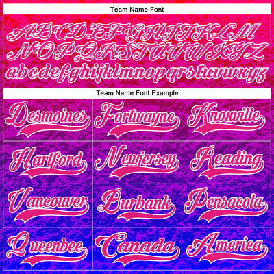 Custom Hot Pink Purple-White Abstract Gradient Halftone Pattern Hockey Lace Neck Jersey