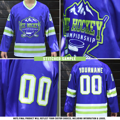 Custom Hot Pink Orange Purple Yellow-Cream Abstract Gradient Halftone Pattern Hockey Lace Neck Jersey