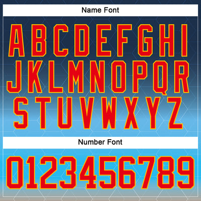 Custom Blue Fire Red Gold-Black Abstract Gradient Halftone Pattern Hockey Lace Neck Jersey