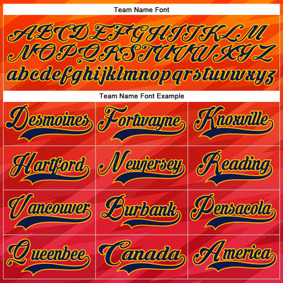 Custom Orange Navy Red-Gold Abstract Gradient Halftone Pattern Hockey Lace Neck Jersey