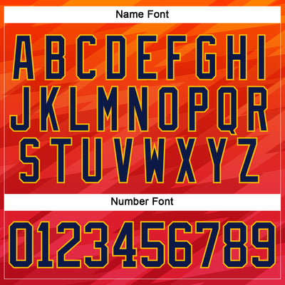 Custom Orange Navy Red-Gold Abstract Gradient Halftone Pattern Hockey Lace Neck Jersey