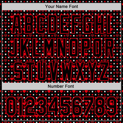 Custom Black Fire Red Valentine's Day Love Heart Authentic Baseball Jersey