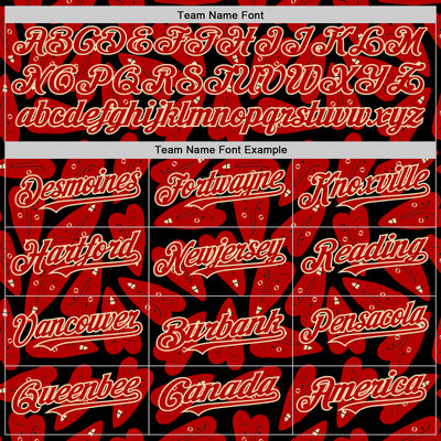 Custom Black Red-Cream Valentine's Day Love Heart Authentic Baseball Jersey