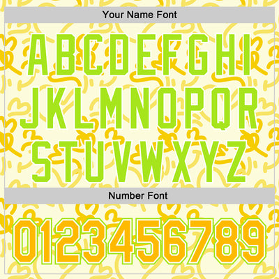 Custom Cream Gold Neon Green-White Valentine's Day Love Heart Authentic Baseball Jersey