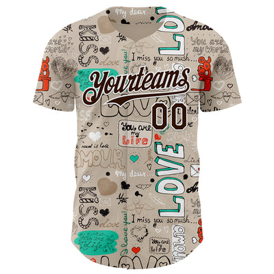 Custom Gray Brown-White Valentine's Day Love Authentic Baseball Jersey