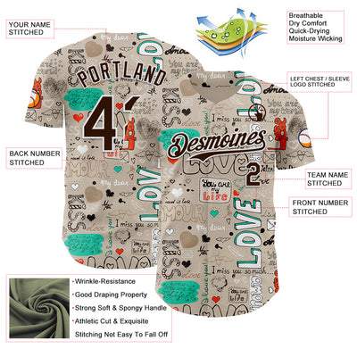 Custom Gray Brown-White Valentine's Day Love Authentic Baseball Jersey