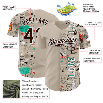 Custom Gray Brown-White Valentine's Day Love Authentic Baseball Jersey