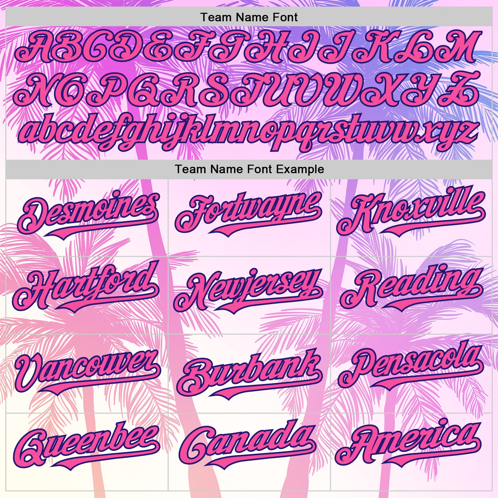 Custom Pink Dark Purple-White Valentine's Day Gradient Coconut Trees Authentic Baseball Jersey