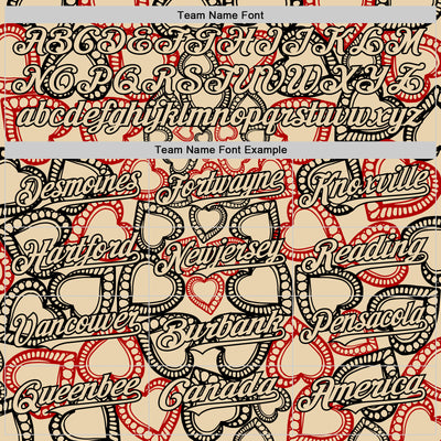 Custom City Cream Black Valentine's Day Love Heart Authentic Baseball Jersey