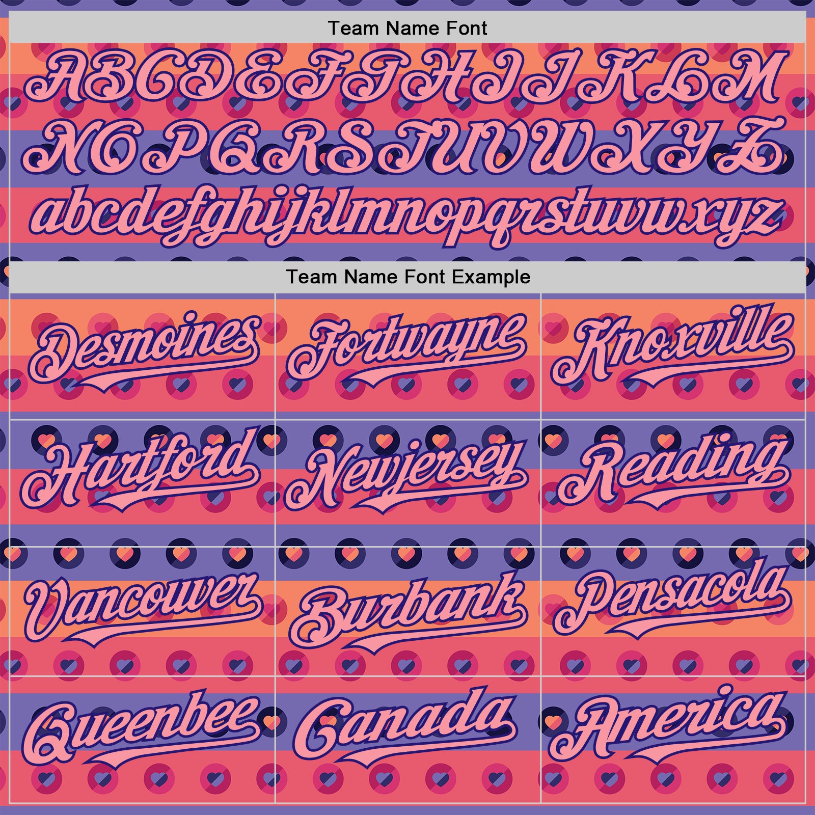 Custom Orange Medium Pink-Dark Purple Valentine's Day Love Heart Authentic Baseball Jersey