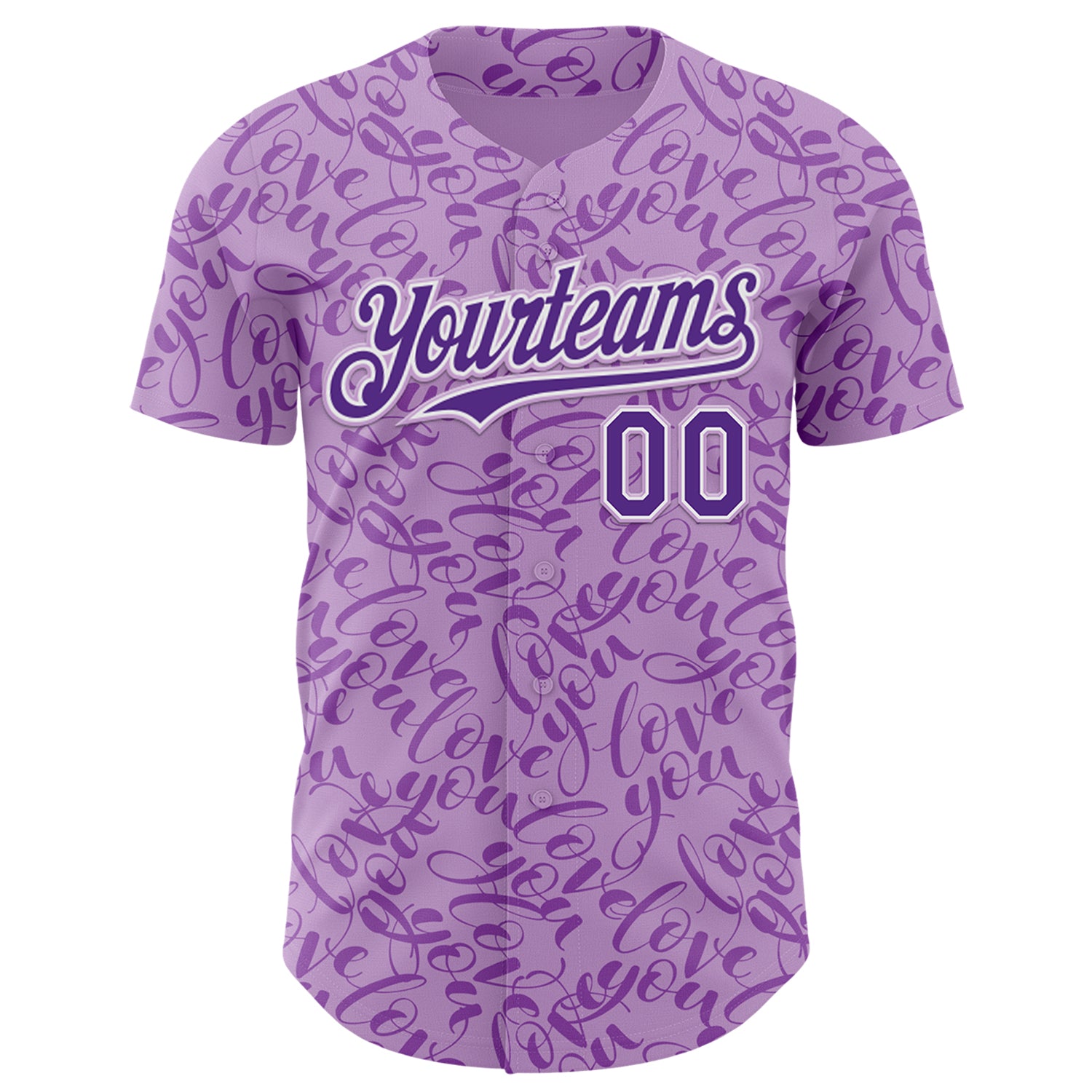 Custom Light Purple Purple-White Valentine's Day Love Authentic Baseball Jersey