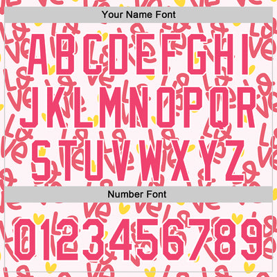 Custom Light Pink Neon Pink-White Valentine's Day Love Heart Authentic Baseball Jersey