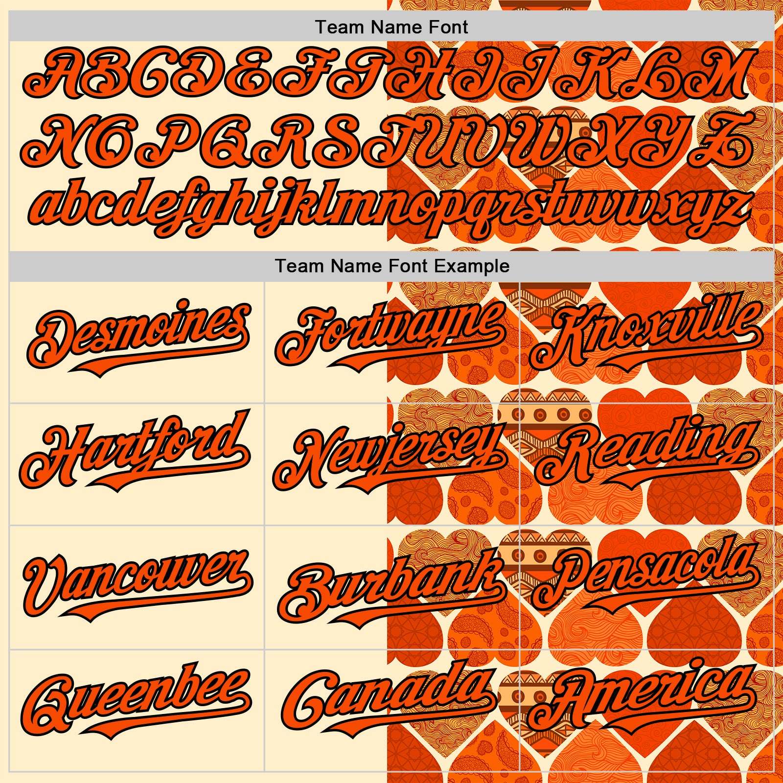 Custom Orange Cream-Black Valentine's Day Love Heart Authentic Baseball Jersey