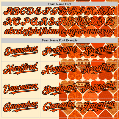 Custom Orange Cream-Black Valentine's Day Love Heart Authentic Baseball Jersey