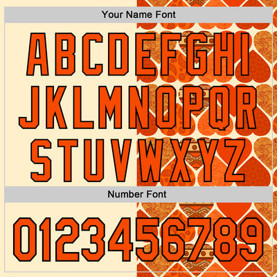 Custom Orange Cream-Black Valentine's Day Love Heart Authentic Baseball Jersey