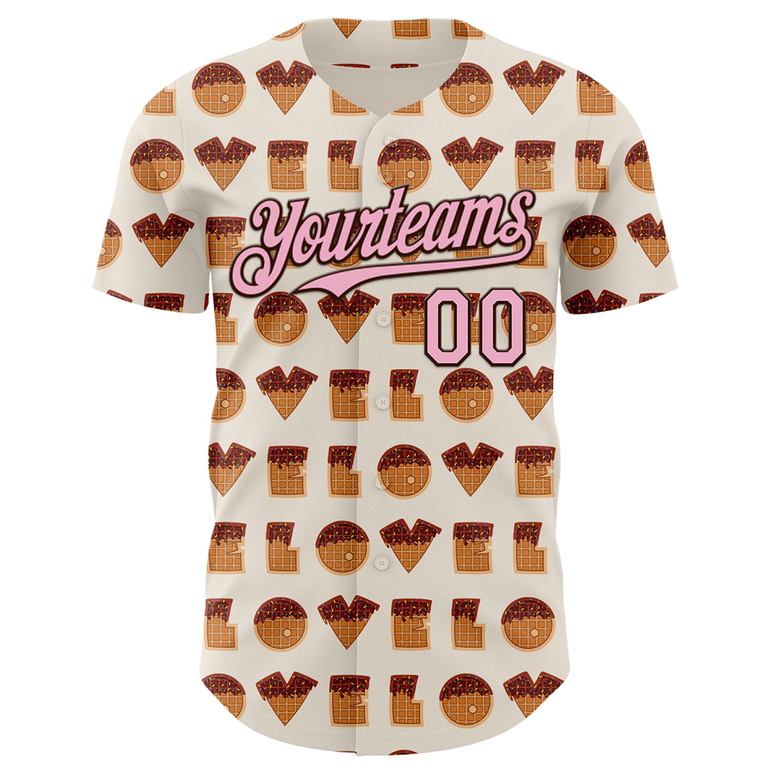 Custom Cream Light Pink-Brown Valentine's Day Love Heart Authentic Baseball Jersey