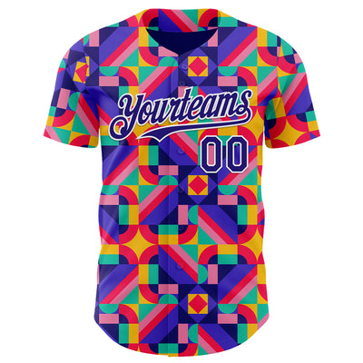 Custom Rainbow Dark Purple White Valentine's Day Pride Month Love Is Love Authentic Baseball Jersey