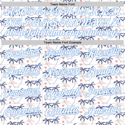 Custom White Light Blue Valentine's Day Love Heart Authentic Baseball Jersey