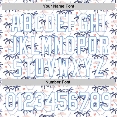 Custom White Light Blue Valentine's Day Love Heart Authentic Baseball Jersey