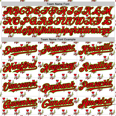 Custom White Fire Red Black-Neon Green Valentine's Day Love Heart Authentic Baseball Jersey