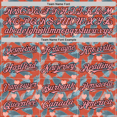 Custom Orange Medium Pink-Black Valentine's Day Love Heart Authentic Baseball Jersey