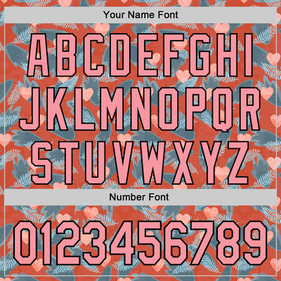 Custom Orange Medium Pink-Black Valentine's Day Love Heart Authentic Baseball Jersey