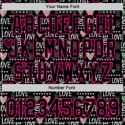 Custom Black Hot Pink Valentine's Day Love Heart Authentic Baseball Jersey