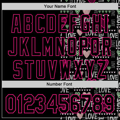 Custom Black Hot Pink Valentine's Day Love Heart Authentic Baseball Jersey