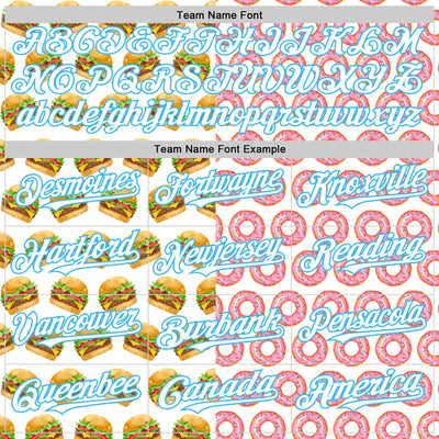 Custom White Sky Blue Valentine's Day Donut Meets Hamburger Authentic Baseball Jersey