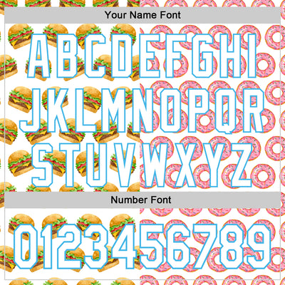 Custom White Sky Blue Valentine's Day Donut Meets Hamburger Authentic Baseball Jersey