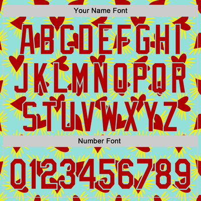 Custom Ice Blue Red Valentine's Day Love Heart Authentic Baseball Jersey