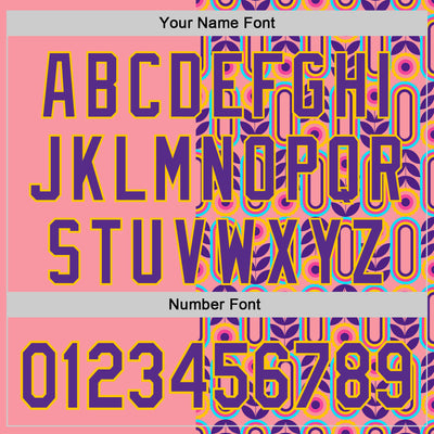 Custom Medium Pink Purple-Yellow Valentine's Day Flower Authentic Baseball Jersey