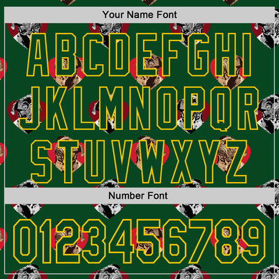 Custom Green Yellow Valentine's Day Love Heart Authentic Baseball Jersey