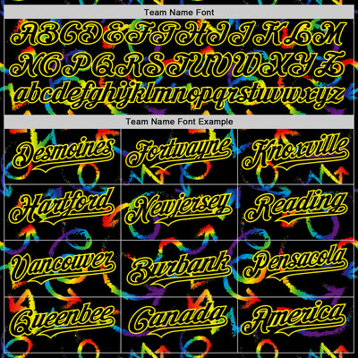 Custom Black Light Yellow Valentine's Day Arrow Pride Month Love Is Love Authentic Baseball Jersey