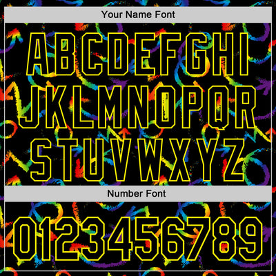 Custom Black Light Yellow Valentine's Day Arrow Pride Month Love Is Love Authentic Baseball Jersey