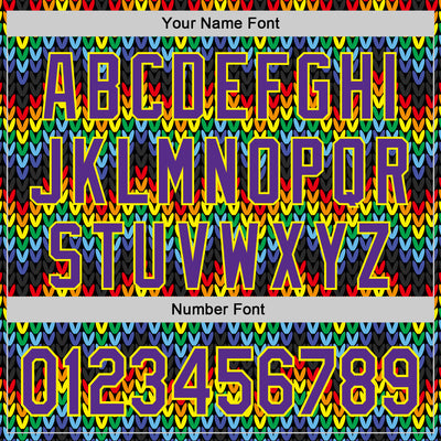 Custom Black Purple-Light Yellow Valentine's Day Love Heart Pride Month Love Is Love Authentic Baseball Jersey