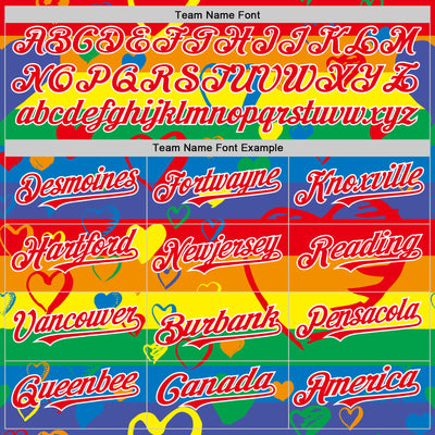 Custom Rainbow Fire Red-White Valentine's Day Love Heart Pride Month Love Is Love Authentic Baseball Jersey