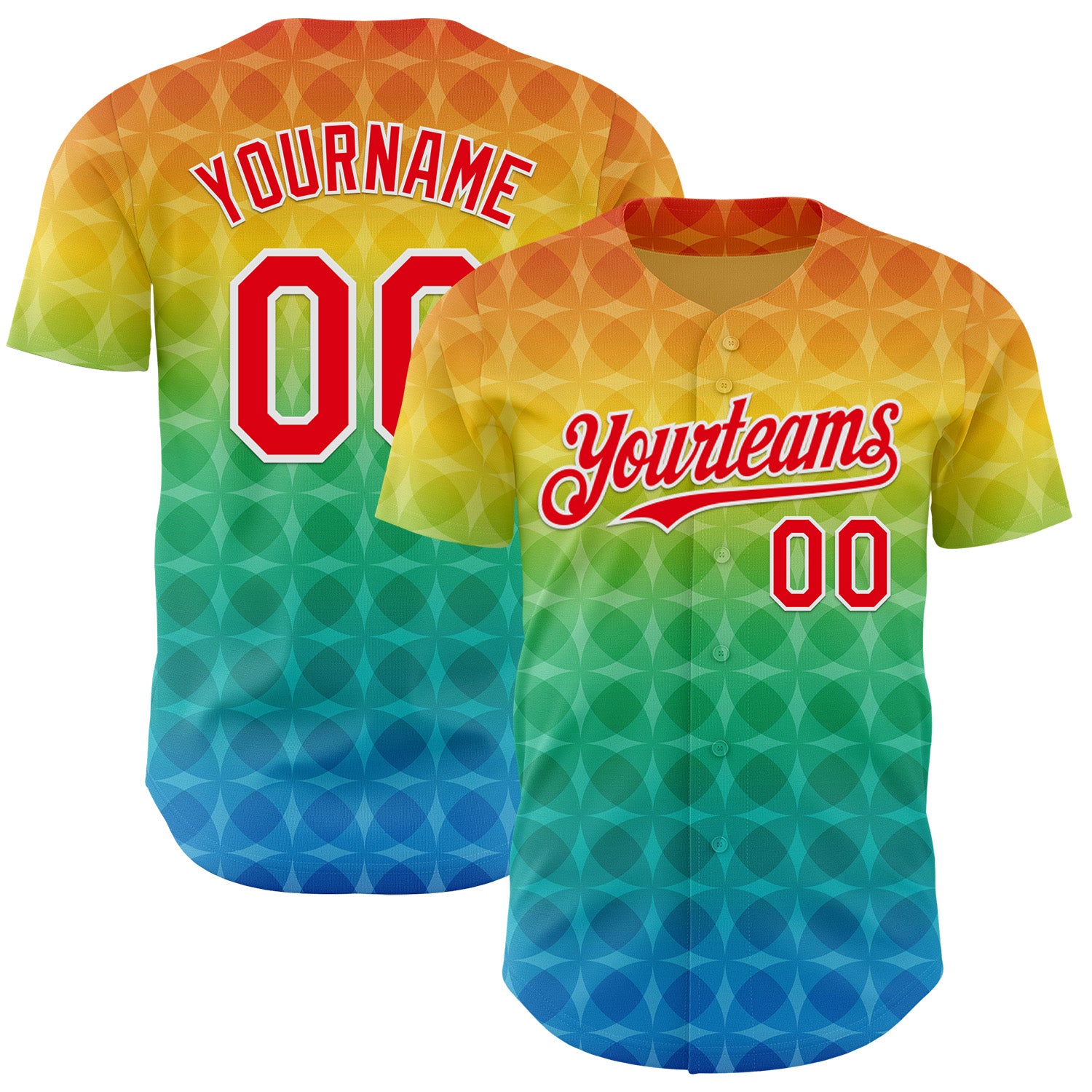 Custom Yellow Fire Red Green Blue-White Valentine's Day Pride Month Love Is Love Authentic Baseball Jersey