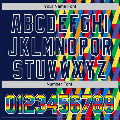 Custom Navy Rainbow-White Valentine's Day Pride Month Love Is Love Authentic Baseball Jersey