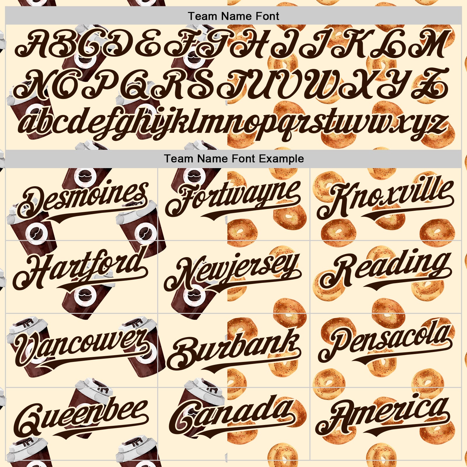 Custom Cream Brown Valentine's Day Bagel Meets Coffee Authentic Baseball Jersey